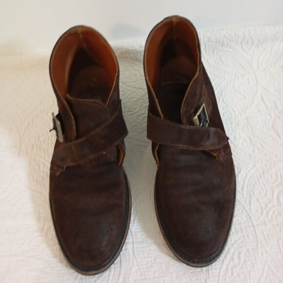 Walk-Over Suede Buckle Strap Mens Ankle Boots Size 9 Made In USA